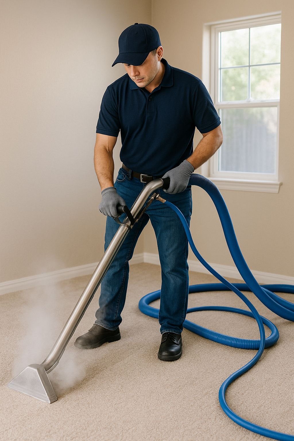 Blue and white branded flyer for 5 Star Carpet Cleaning & Upholstery Care with phone number and services